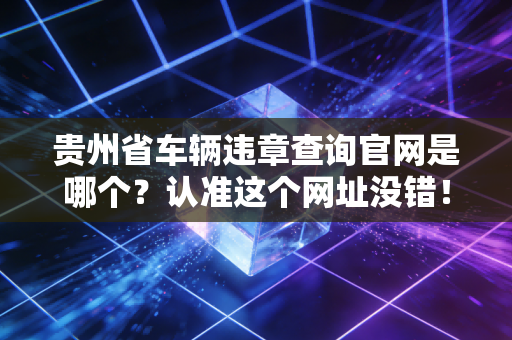 贵州省车辆违章查询官网是哪个?认准这个网址没错!