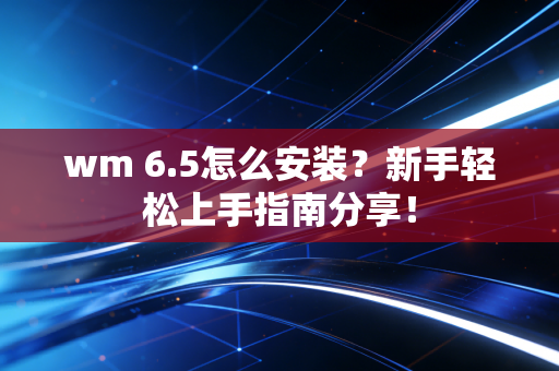wm 6.5怎么安装?新手轻松上手指南分享!