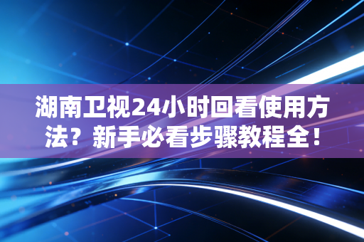湖南卫视24小时回看使用方法？新手必看步骤教程全！