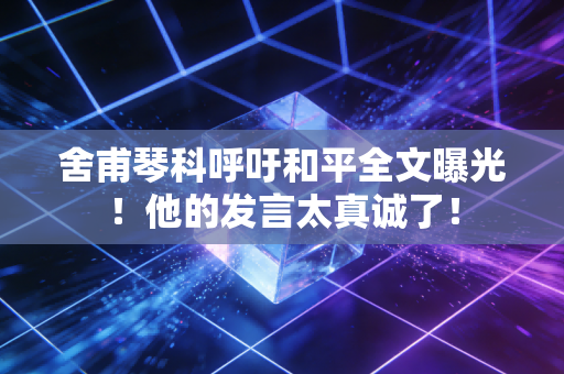 舍甫琴科呼吁和平全文曝光！他的发言太真诚了！
