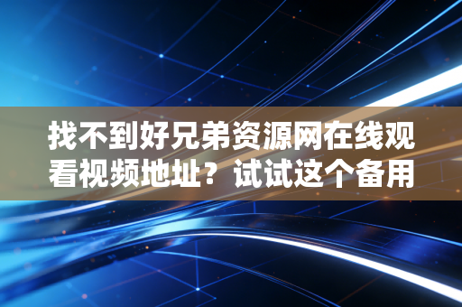找不到好兄弟资源网在线观看视频地址？试试这个备用网址！