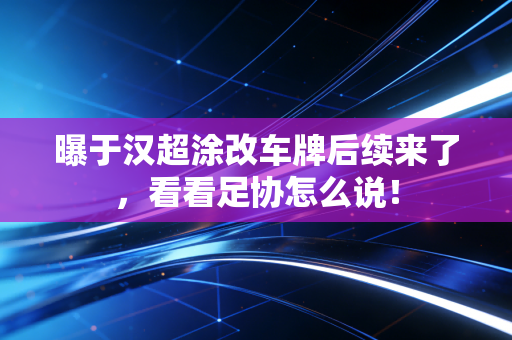 曝于汉超涂改车牌后续来了，看看足协怎么说！