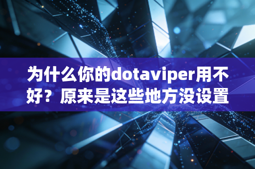 为什么你的dotaviper用不好？原来是这些地方没设置对！