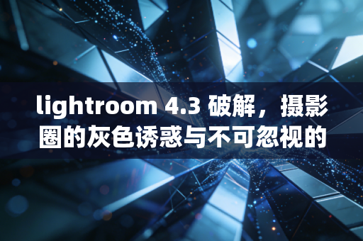 lightroom 4.3 破解，摄影圈的灰色诱惑与不可忽视的代价