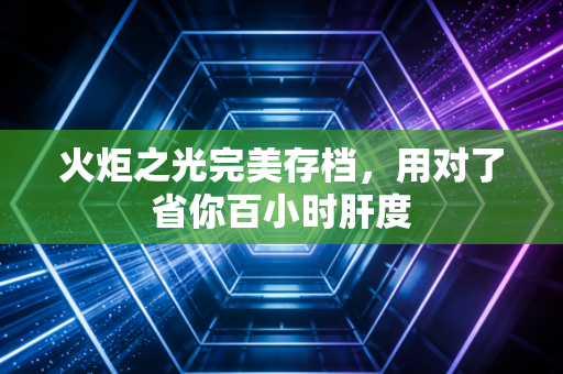 火炬之光完美存档,用对了省你百小时肝度