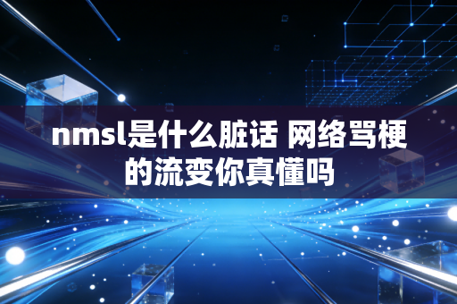 nmsl是什么脏话 网络骂梗的流变你真懂吗