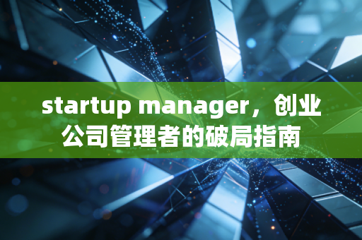 startup manager，创业公司管理者的破局指南