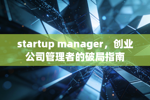 startup manager，创业公司管理者的破局指南
