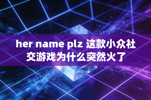 her name plz 这款小众社交游戏为什么突然火了