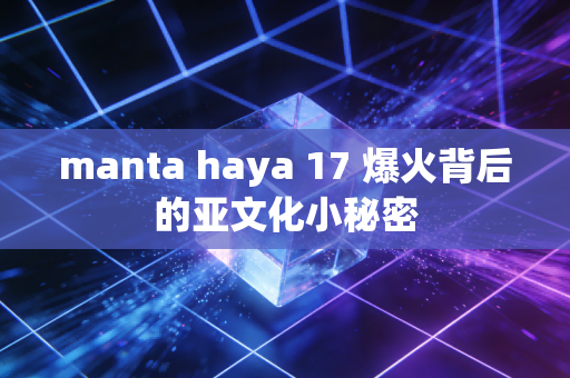 manta haya 17 爆火背后的亚文化小秘密