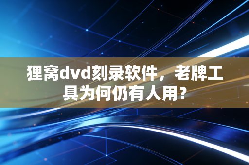 狸窝dvd刻录软件,老牌工具为何仍有人用?