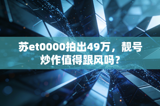 苏et0000拍出49万，靓号炒作值得跟风吗？