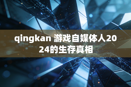 qingkan 游戏自媒体人2024的生存真相