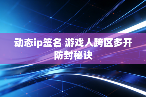 动态ip签名 游戏人跨区多开防封秘诀