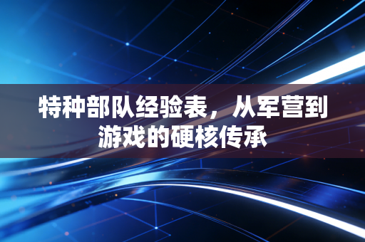 特种部队经验表，从军营到游戏的硬核传承