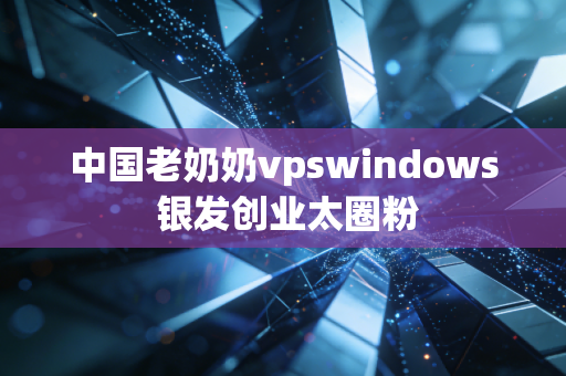 中国老奶奶vpswindows 银发创业太圈粉
