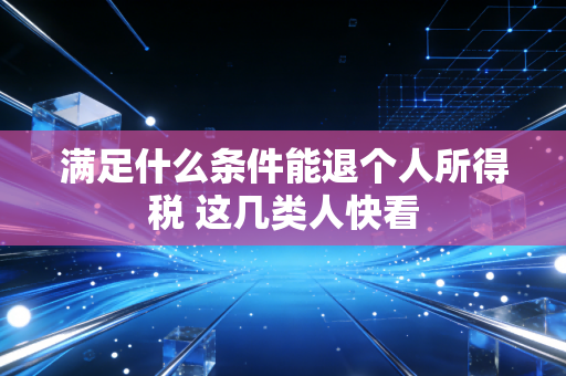 满足什么条件能退个人所得税 这几类人快看